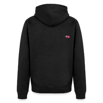 Slowenien Schweiz Flagge Herz - Unisex Premium Bio Zip Hoodie - Schwarz - Hinten - Nico (187cm)