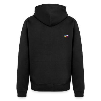 Ukraine Slowenien Flagge Herz - Unisex Premium Bio Zip Hoodie - Schwarz - Hinten - Nico (187cm)