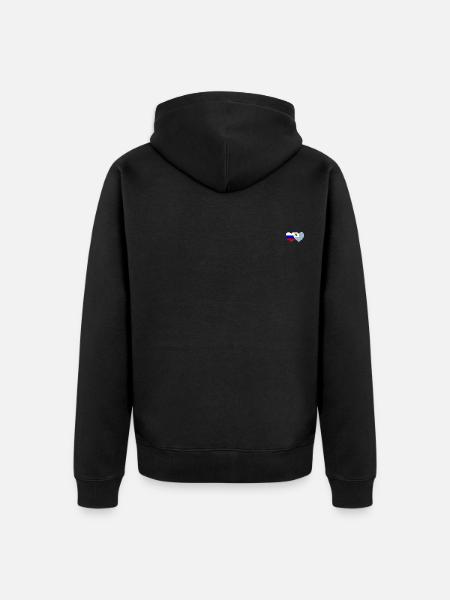 Russie Uruguay Flag Heart - Veste à capuche bio Premium Unisexe - noir