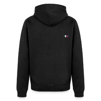 Italien Liechtenstein Flagge Herz - Unisex Premium Bio Zip Hoodie - Schwarz - Hinten - Nico (187cm)