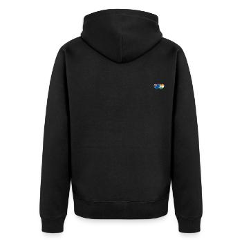 New Zealand India Flag Heart - Unisex Premium Organic Zip Hoodie - black - Back - Nico (187cm)