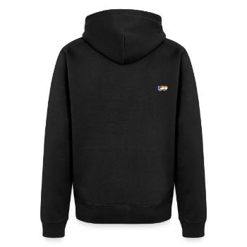 USA Indien Flagge Herz - Unisex Premium Bio Zip Hoodie - Schwarz - Hinten - Nico (187cm)