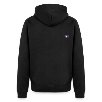 USA Liechtenstein Flagge Herz - Unisex Premium Bio Zip Hoodie - Schwarz - Hinten - Nico (187cm)