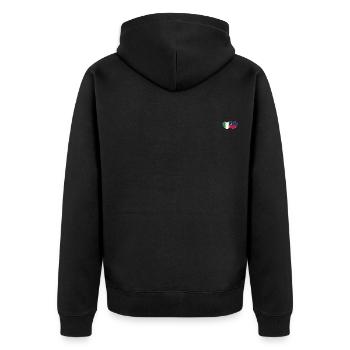 Irland Liechtenstein Flagge Herz - Unisex Premium Bio Zip Hoodie - Schwarz - Hinten - Nico (187cm)