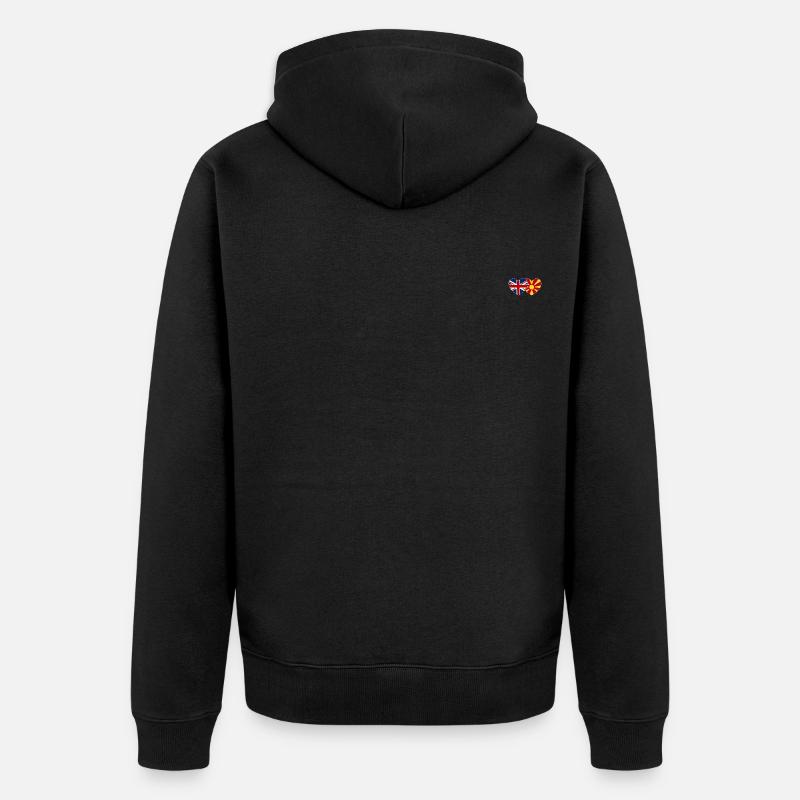 Angleterre Macédoine Flag Heart - Veste à capuche bio Premium Unisexe - noir