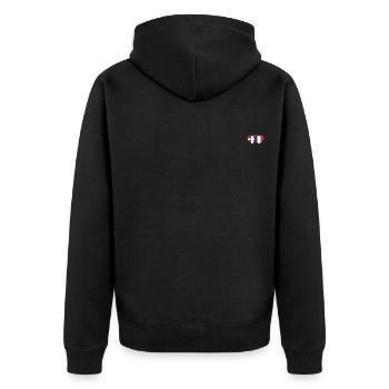 Dänemark Frankreich Flagge Herz - Unisex Premium Bio Zip Hoodie - Schwarz - Hinten - Nico (187cm)