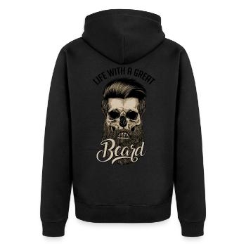 Große Beard - Unisex Premium Bio Zip Hoodie - Schwarz - Hinten - Nico (187cm)