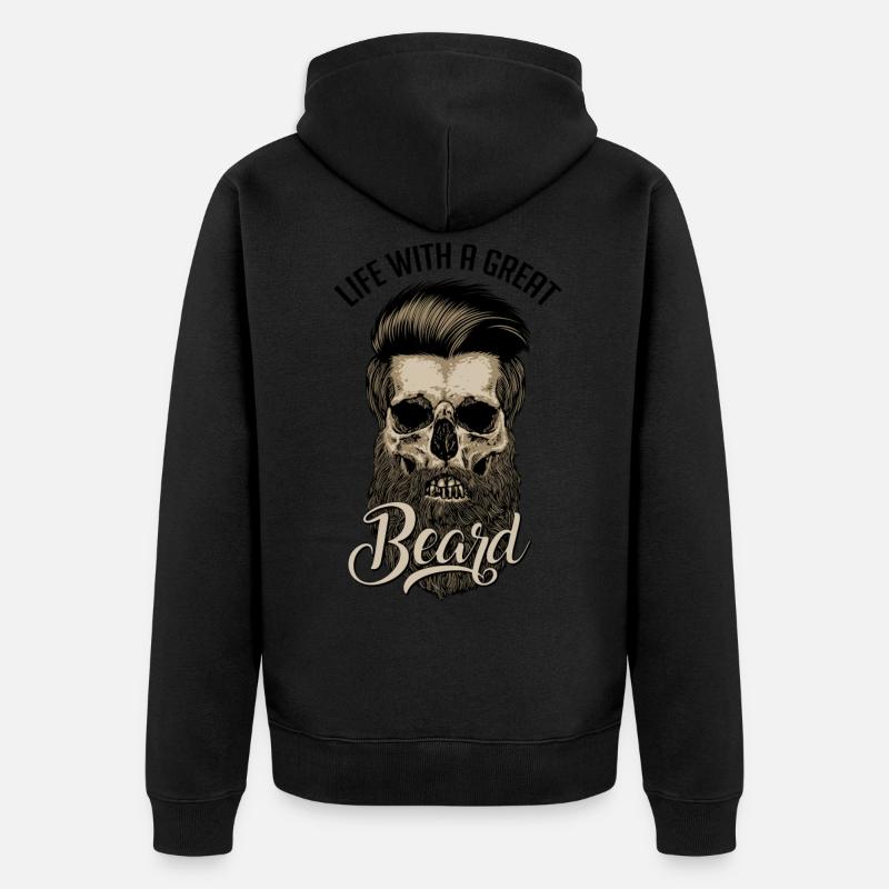 Große Beard - Unisex Premium Bio Zip Hoodie - Schwarz