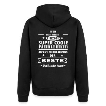 Bester Fahrlehrer - Unisex Premium Bio Zip Hoodie - Schwarz - Hinten - Nico (187cm)