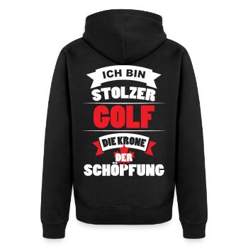 Stolzer Golf Geschenk T Shirt - Unisex Premium Bio Zip Hoodie - Schwarz - Hinten - Nico (187cm)