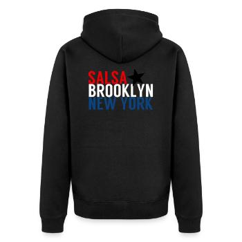 Salsa Brooklyn New York - Salsa Dance Shirt - Veste à capuche bio Premium Unisexe - noir - Dos - Nico (187cm)