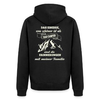 Camping - Unisex Premium Bio Zip Hoodie - Schwarz - Hinten - Nico (187cm)