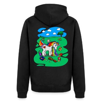 Unicorn sur Party - gueule de bois T-shirt - Veste à capuche bio Premium Unisexe - noir - Dos - Nico (187cm)