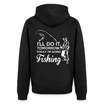 Fishing fishing fish fishing gift - Unisex Premium Organic Zip Hoodie - black - Back - Nico (187cm)