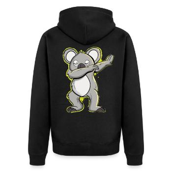 koala dabbing - Unisex Premium Bio Zip Hoodie - Schwarz - Hinten - Nico (187cm)