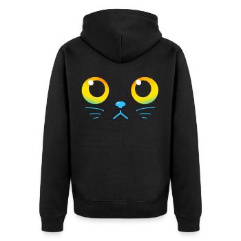 Curious Black Cat Eyes - Unisex Premium Organic Zip Hoodie - black - Back - Nico (187cm)
