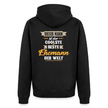 Dieser MANN - der coolste & beste Ehemann der Welt - Unisex Premium Bio Zip Hoodie - Schwarz - Hinten - Nico (187cm)