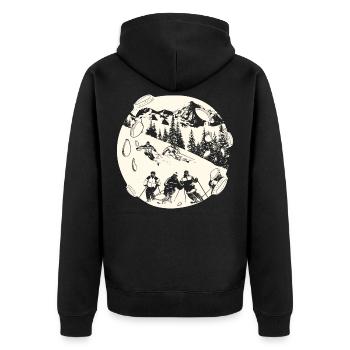 Ski Skiing Skiers - Unisex Premium Organic Zip Hoodie - black - Back - Nico (187cm)