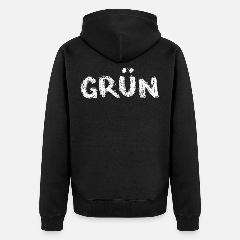 grün oder ? - Unisex Premium Bio Zip Hoodie - Schwarz