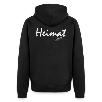 Heimat - in den Bergen - Unisex Premium Bio Zip Hoodie - Schwarz - Hinten - Nico (187cm)
