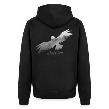 Bussard - Unisex Premium Bio Zip Hoodie - Schwarz - Hinten - Nico (187cm)