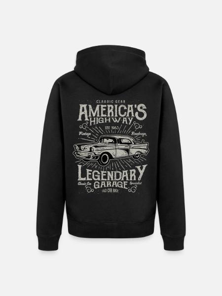 America's Highway - Unisex Premium Organic Zip Hoodie - black