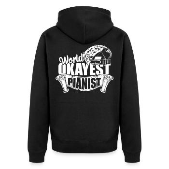 Welt okayest Pianist - Unisex Premium Bio Zip Hoodie - Schwarz - Hinten - Nico (187cm)