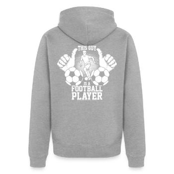 Fußballspieler - Unisex Premium Bio Zip Hoodie - Grau meliert - Hinten - Nico (187cm)