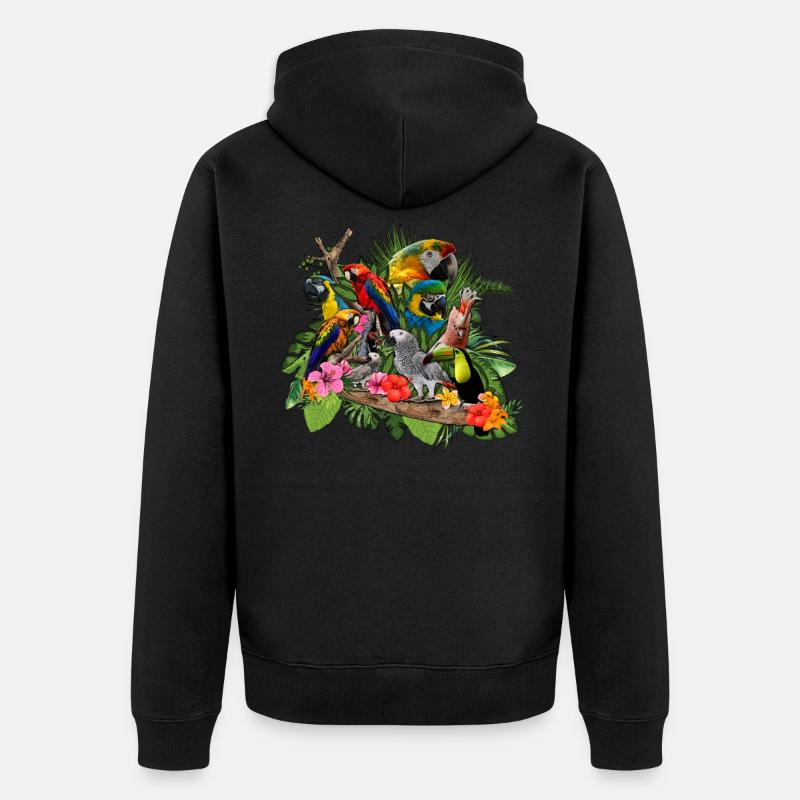 Perruche Animal Perroquet Gris - Veste à capuche bio Premium Unisexe - noir