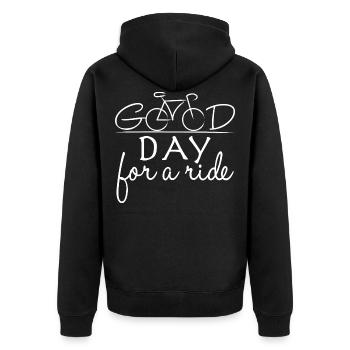 racer - Unisex Premium Organic Zip Hoodie - black - Back - Nico (187cm)