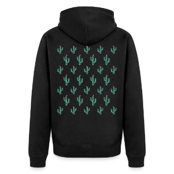 Cactus as a pattern - Unisex Premium Organic Zip Hoodie - black - Back - Nico (187cm)