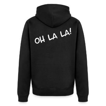 oh la la Freude Ausruf - Unisex Premium Bio Zip Hoodie - Schwarz - Hinten - Nico (187cm)