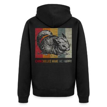Chinchilla Maus Nagetier Haustier Retro Geschenk - Unisex Premium Bio Zip Hoodie - Schwarz - Hinten - Nico (187cm)