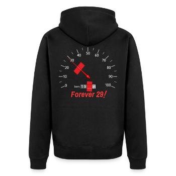Forever 29! Glued birthday speedometer - Unisex Premium Organic Zip Hoodie - black - Back - Nico (187cm)