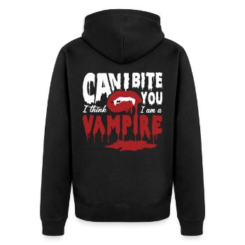Vampire Sexy Lips Halloween Can I bite you blood - Unisex Premium Organic Zip Hoodie - black - Back - Nico (187cm)