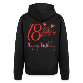 18ème anniversaire - Veste à capuche bio Premium Unisexe - noir - Dos - Nico (187cm)