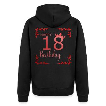 18th birthday - Unisex Premium Organic Zip Hoodie - black - Back - Nico (187cm)