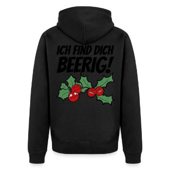 Obst Himbeere Kirsche Beeren Beere Witzig Lustig - Unisex Premium Bio Zip Hoodie - Schwarz - Hinten - Nico (187cm)