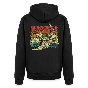 Vogel Schwalbe - Unisex Premium Bio Zip Hoodie - Schwarz - Hinten - Nico (187cm)