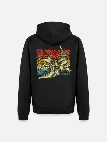 Bird Swallow - Unisex Premium Organic Zip Hoodie - black