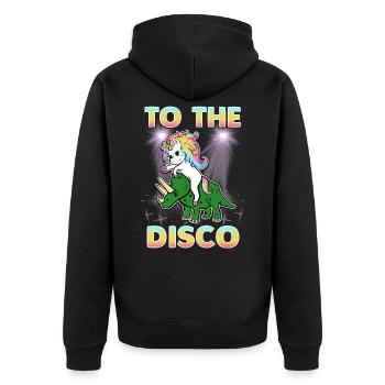 À la licorne disco et au dinosaure - Veste à capuche bio Premium Unisexe - noir - Dos - Nico (187cm)