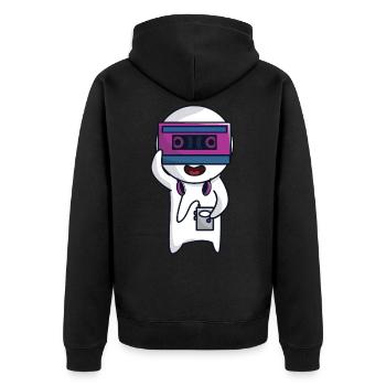 Retro Musik Kassette - Unisex Premium Bio Zip Hoodie - Schwarz - Hinten - Nico (187cm)