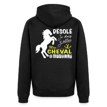 Horse Shirt • Reiten • Pony Geschenke - Unisex Premium Bio Zip Hoodie - Schwarz - Hinten - Nico (187cm)