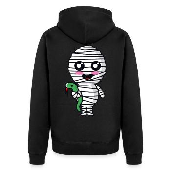Mumie mit Schlange - Unisex Premium Bio Zip Hoodie - Schwarz - Hinten - Nico (187cm)
