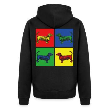 Dackel Hunde - Unisex Premium Bio Zip Hoodie - Schwarz - Hinten - Nico (187cm)