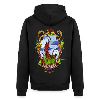 Frühling Gunille - Unisex Premium Bio Zip Hoodie - Schwarz - Hinten - Nico (187cm)