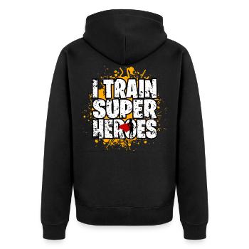 Super-héros - Veste à capuche bio Premium Unisexe - noir - Dos - Nico (187cm)