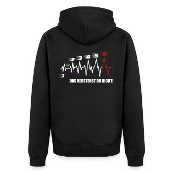 Herzschlag motorrad 6 das verstehst du nicht - Unisex Premium Bio Zip Hoodie - Schwarz - Hinten - Nico (187cm)