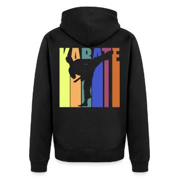 karate - Unisex Premium Organic Zip Hoodie - black - Back - Nico (187cm)