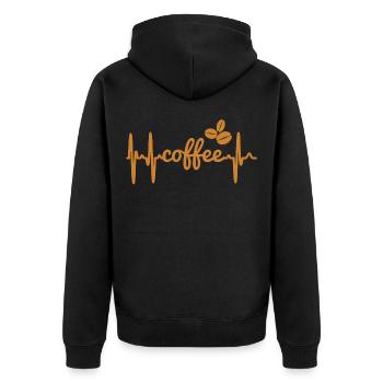 Kaffee - Unisex Premium Bio Zip Hoodie - Schwarz - Hinten - Nico (187cm)